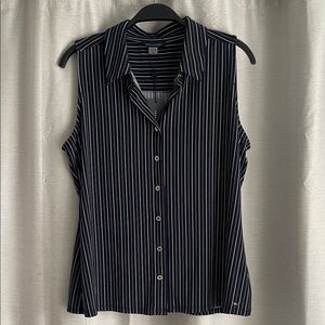 Tommy Hilfiger Navy and White Striped Button Down Shirt